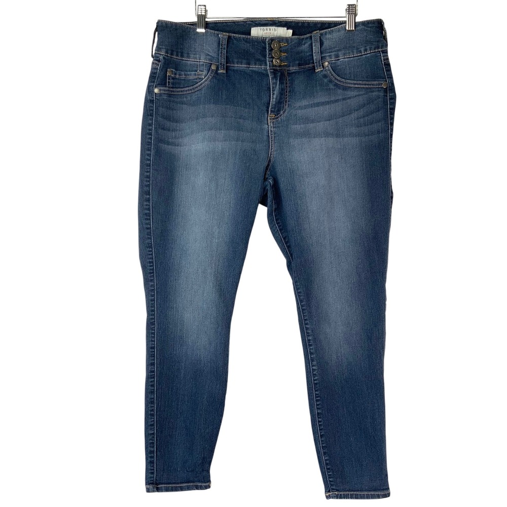 Torrid Denim Blue Jegging 16S Triple Button High Rise Skinny Stretch Whiskered